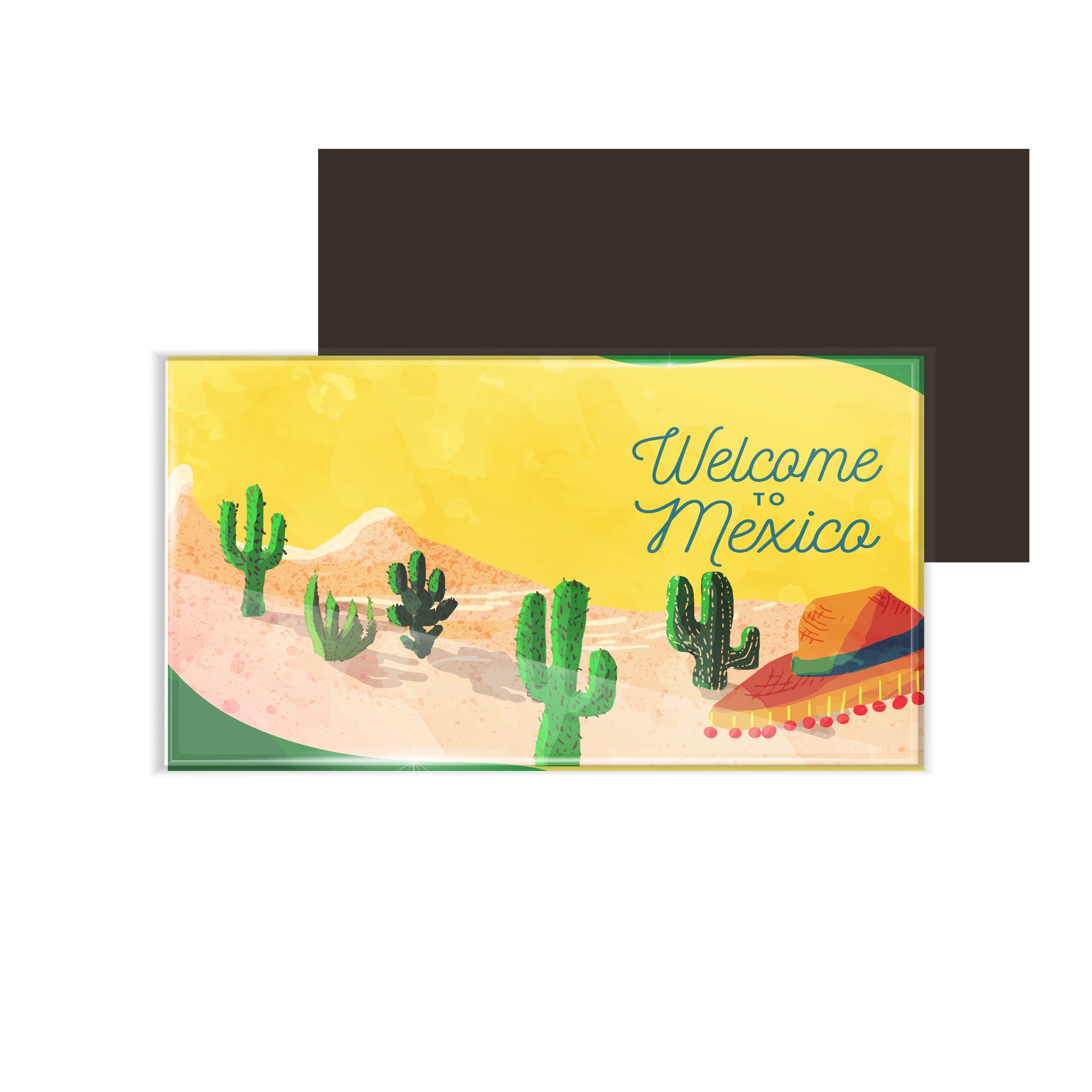 dhcrafts Fridge Magnet Rectangle Acrylic Glass (8.6 x 5.4 cm) Multicolor Travel Mexico D5 Design Pack of 1